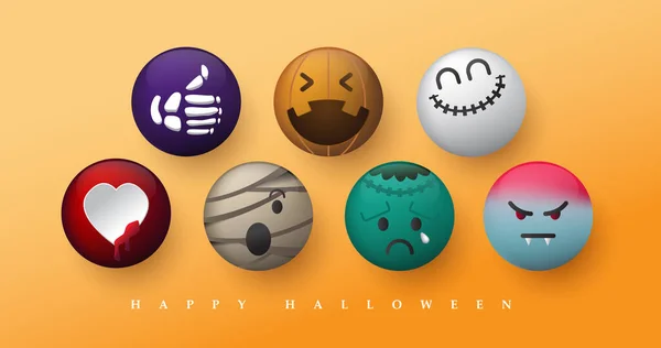 Vector Emoli Halloween Personagem Design Bonito —  Vetores de Stock