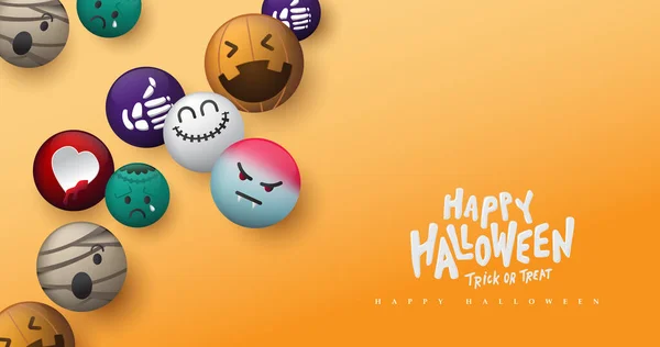 Vector Emoji Halloween Personagem Design Bonito —  Vetores de Stock