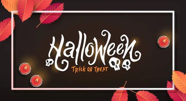 Joyeux Halloween Texte Bannière Vectorielle Illustration Trick Traiter — Image vectorielle