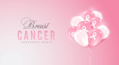 Göğüs kanseri farkındalığı ayı: Pembe kurdele afişi, vektör illüstrasyonu