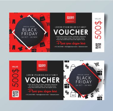Kara Cuma kupon kartı vektör şablonu