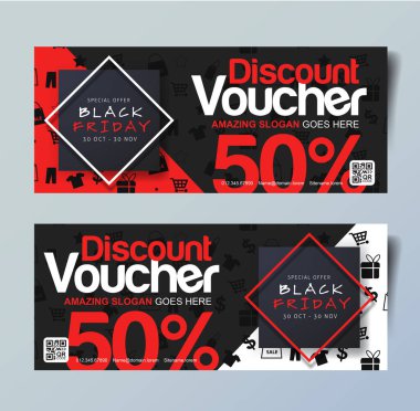 Kara Cuma kupon kartı vektör şablonu