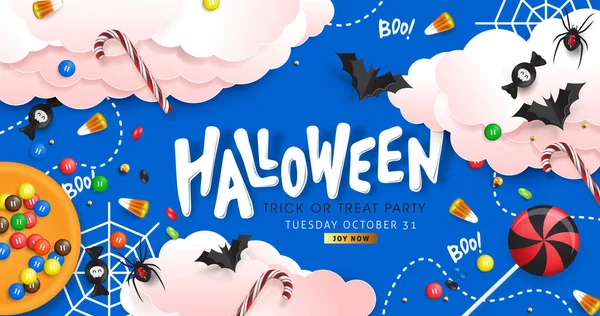 Halloween Halloween Bordure Décorative Faite Éléments Festifs Arrière Plan Texte — Image vectorielle