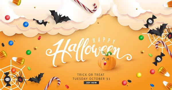 Halloween Halloween Bordure Décorative Faite Éléments Festifs Arrière Plan Texte — Image vectorielle