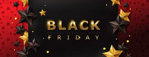 Black friday sale banner layout design template with stars. Vector illustration