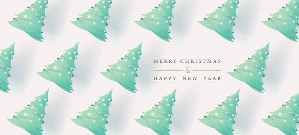 メリークリスマスとハッピーニューイヤー クリスマスツリーの紙の芸術スタイルでクリスマスの背景 ベクターイラスト — ストックベクタ