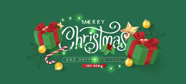 Festive Elements Arkaplanından Yapılmış Noel Dekoratif Sınırı Mutlu Noeller Vektör — Stok Vektör