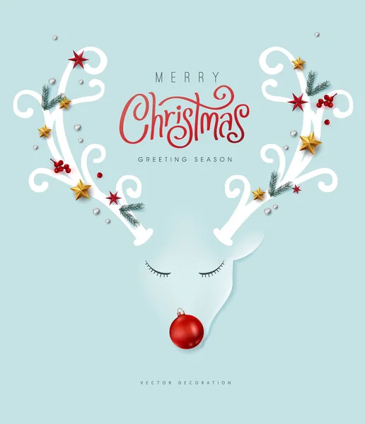 Kağıt Kesiminde Kış Noel Kompozisyonu Mutlu Noel Metinleri Kaligrafik Harf — Stok Vektör
