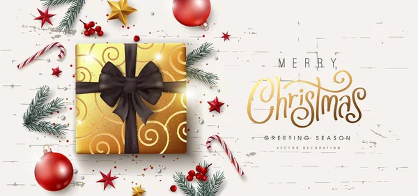 Christmas Decorative Border Made Festive Elements Background Merry Christmas Vector — Stock Vector