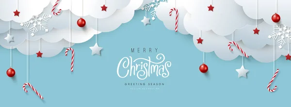 Merry Christmas Banner Party Uitnodiging Achtergrond Merry Christmas Vector Tekst — Stockvector