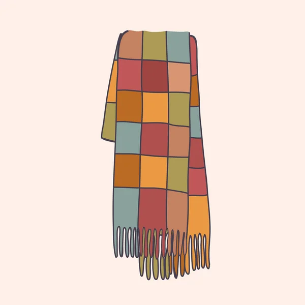 Multi-colored scarf. Autumn mood. Vector hand drawn illustration. — Stock Vector