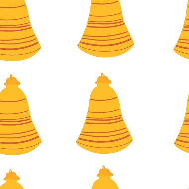 Sarı Noel oyuncağı kusursuz desen. İyi yeni yıl ruhu. Noel havası. Vektör el çizimi resimleme.