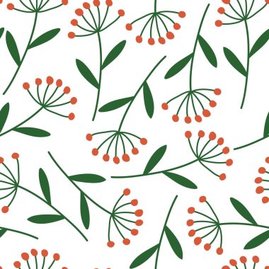 Beyaz arka planda, kışın pürüzsüz bir desen. Kış havası. Vektör el çizimi resimleme.