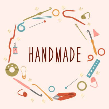 Örgü alet çemberi. Üzerinde 