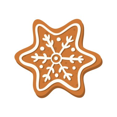 Vector noel yıldızı zencefilli kurabiye beyaz arka plan. El çizimi illüstrasyon.