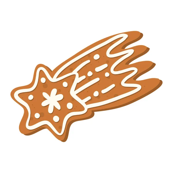Vector navidad estrella de jengibre cooki fondo blanco. Ilustración dibujada a mano. — Archivo Imágenes Vectoriales