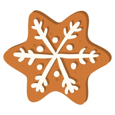 Vector noel zencefilli kurabiye Cooki yıldızı beyaz arka plan. El çizimi illüstrasyon.
