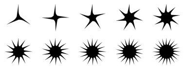 Siyah yıldız kümesi güneş ışığı şekil vektörü ve illüstrasyon koleksiyonu simgeleri
