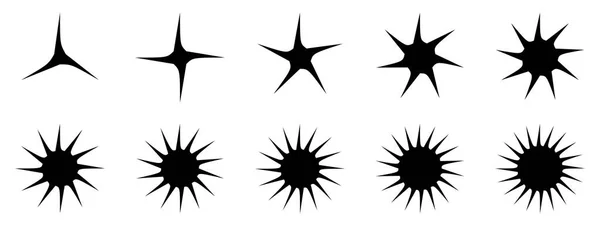 黒い星のアイコンのセット太陽の形ベクトルとイラスト集 — ストックベクタ