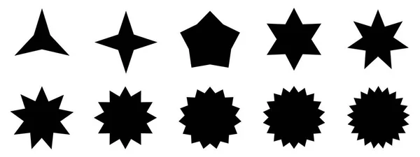 黒の星のアイコンラベルステッカーコレクションベクトルとイラストのグラフィックデザインのトレンディーなセット — ストックベクタ