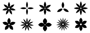 Siyah renk çiçek yıldızı etiket şekil vektörü ve illüstrasyon soyut arkaplan dokusu desen grafik tasarım modu