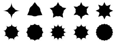 Siluet siyah renk yıldız patlama şekli etiket simgeleri vektör ve illüstrasyon sanat tasarımı modern tarz soyut arkaplan modeliyle modern tasarım