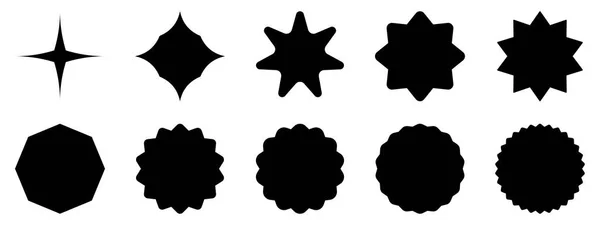 Vektor Vielfalt Satz Von Schwarzer Farbe Stern Etikett Form Symbol — Stockvektor