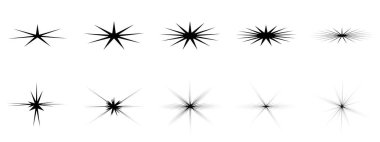 Siluet siyah yıldızlar kümesi şekil simgeleri koleksiyon grafik tasarım vektörü illüstrasyonu 