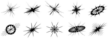 Silüet siyah-beyaz yıldız yıldız yıldız ikon şekil koleksiyonu, soyut arkaplan dokusu deseni, vektör illüstrasyon grafik tasarım modu 