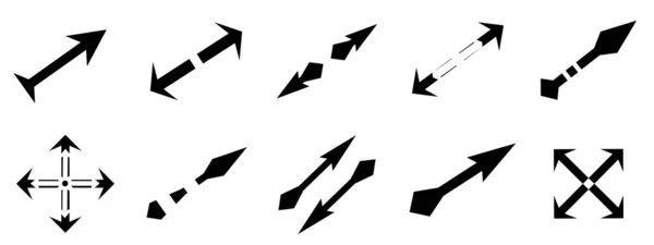 矢印方向のシンボルアイコンのベクトルシルエットのセットブラックカラーコレクション 抽象的な背景テクスチャイラストパターンシームレス壁紙 — ストックベクタ
