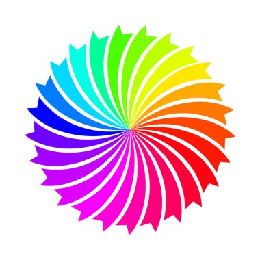 Beyaz arkaplan duvar kağıdı illüstrasyon grafik tasarımı modern stili üzerinde ışınları girdap çember logo simgesi ile spektrum çokrenkli