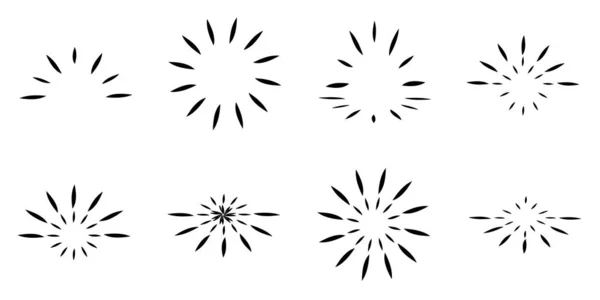 黒い太陽の星のセットバースト太陽の光の花の植物丸い形のアイコン要素の装飾 抽象的な背景テクスチャの壁紙ベクトルイラスト — ストックベクタ