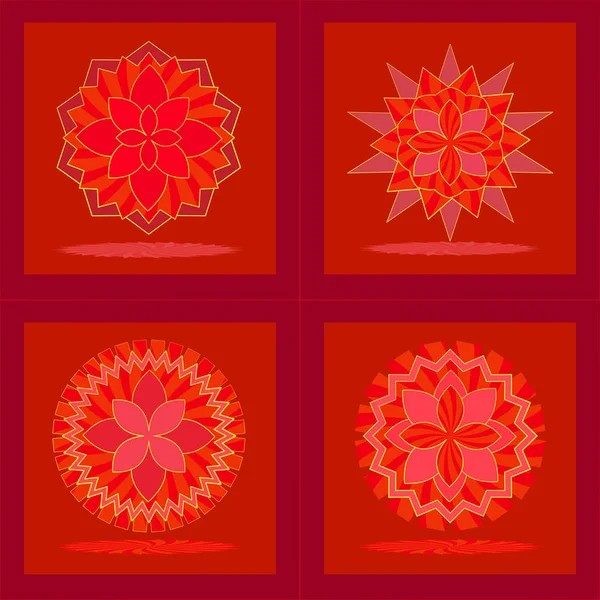 Nueva Colección Belleza Mandala Naturaleza Flores Pétalos Plantas Starburst Banner — Vector de stock