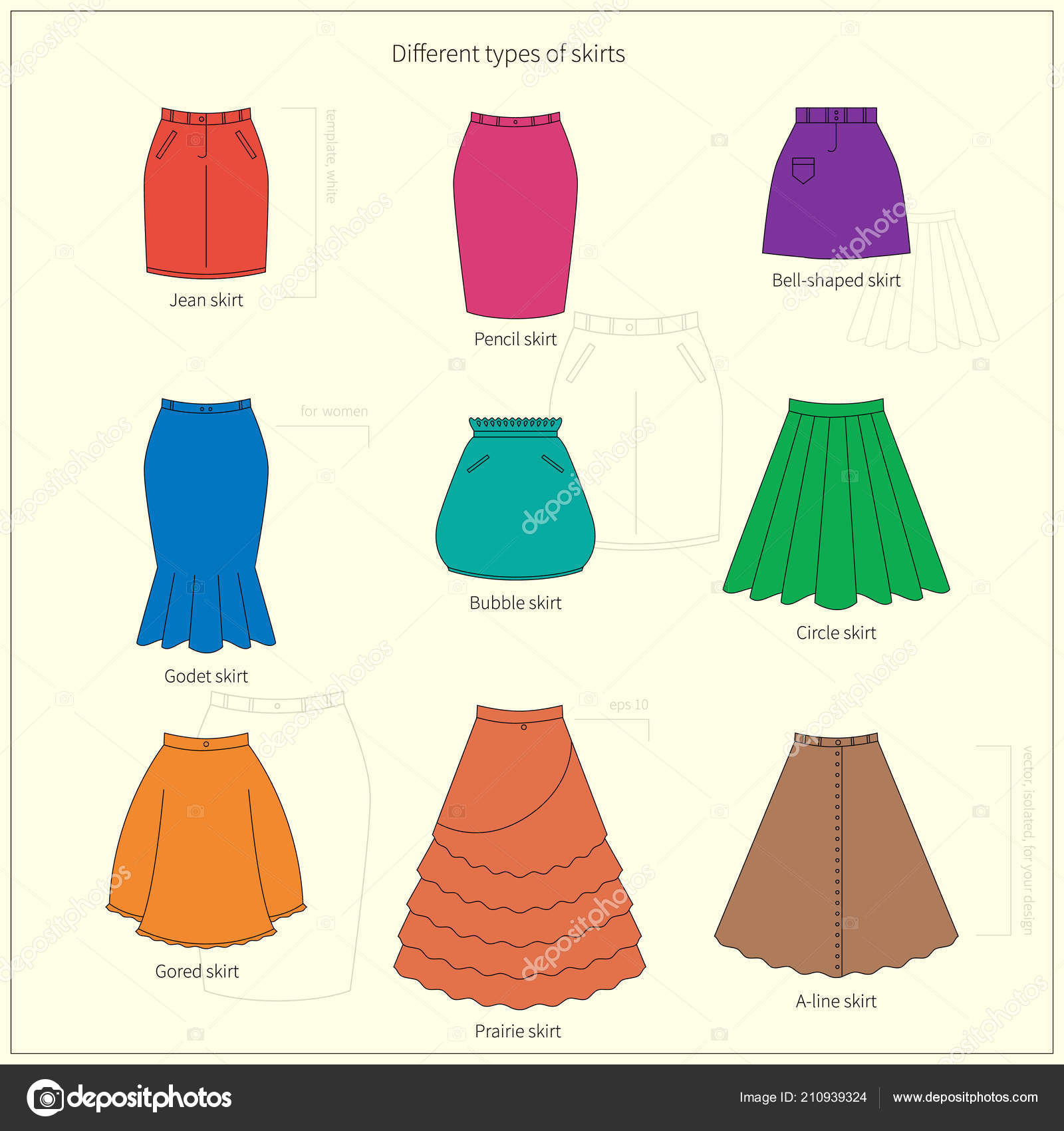 Different type top de jupe