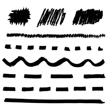 Beyaz arka plan üzerinde izole el çekilmiş siyah kalemi satırlar