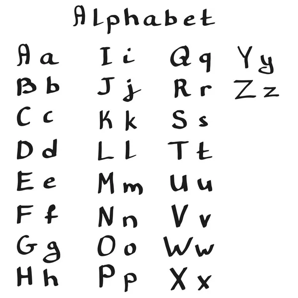 Handgeschreven Vector Alfabet Geïsoleerd Witte Achtergrond — Stockvector