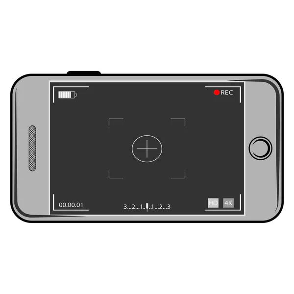 Kamera Skärm Telefon Gränssnitt App Platt Modern Smartphone Med Kameraapplikation — Stock vektor