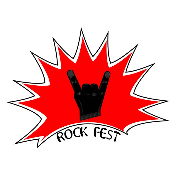 Black Rock Fest Címke Jelvény Címer Rock Roll Szórólap Logó — Stock Vector