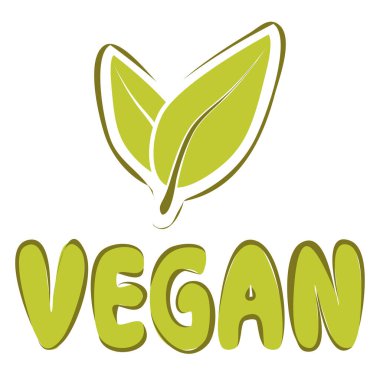 Yeşil Vegan ikonu. Bitki ürünleri için sembol. Vejetaryen logosu ya da sembolü. Beyaz arkaplanda izole edilmiş vegan yaşam tarzı sembolü