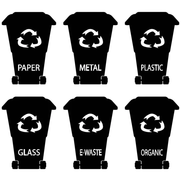 Recycling Bins Black Trashcan Waste Bins Glyph Dustbin Garbage Glyph — Stock Vector