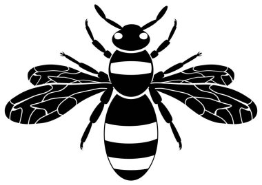 Eşek arısı ikonu. Arı simgesi. Böcek arısı, siyah eşekarısı silueti. İğneleyici bir böcek. Düz dizayn. Vektör