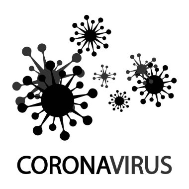 Çin 'den Coronavirus. Coronavirus bakteri hücre ikonu. 2019-NCoV. COVID-19. Siyah renkli ve düz bir virüs hücresi. Vektör illüstrasyonu beyaz arkaplanda izole edildi