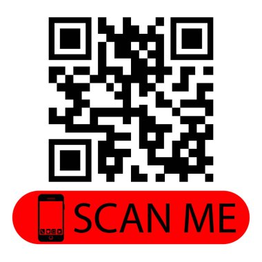 QR-kod sembolü. Teknoloji konsepti ani ödeme ya da para olmadan teknolojik ödeme yöntemi. Vektör illüstrasyonu