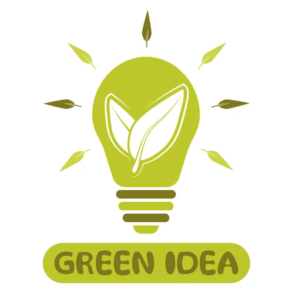 Green Bulb Lamp Green Idea Logo Ecology Bulb Lamp Two — Stock Vector