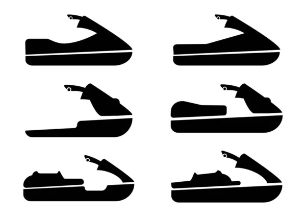 Ensemble Icônes Jet Ski Collection Emblème Eau Sportive Ensemble Plat — Image vectorielle