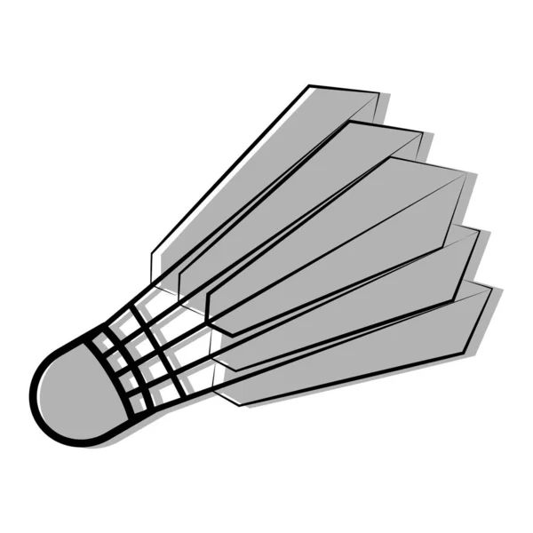 Shuttlecock 羽毛球图标的轮廓风格与灰色阴影 羽毛球配件 运动器材 羽毛球羽毛球 在白色背景上孤立的向量图 — 图库矢量图片