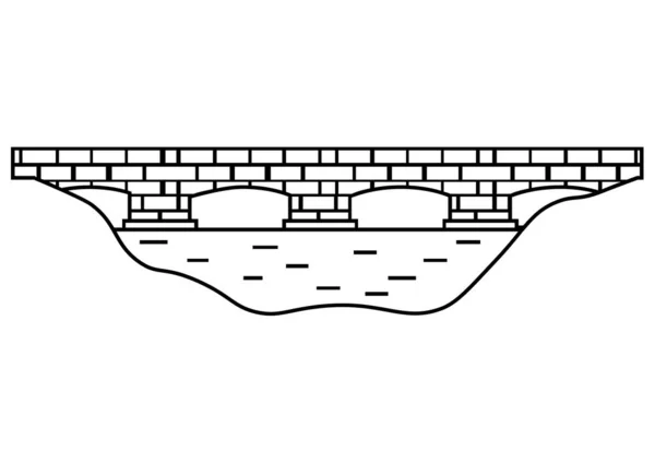 Ikona Mostu Czarny Minimalistyczny Kamienny Projekt Logo Mostu Stylu Konturu — Wektor stockowy