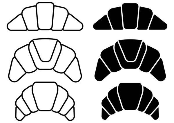 Колекція Пекарні Круассан Ікони Бістро Або Ресторану Контурі Стилі Гліф — стоковий вектор
