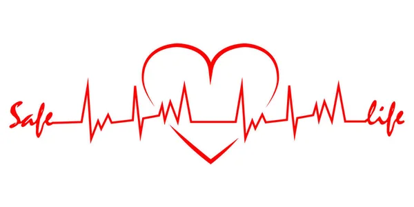 Línea Latidos Del Corazón Con Forma Corazón Electrocardiograma Saludable Ecg — Vector de stock