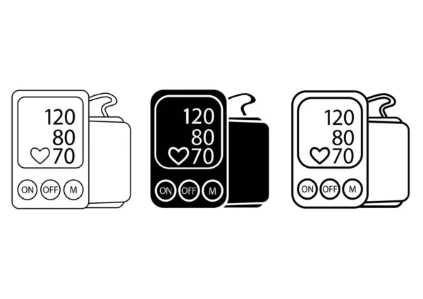 血压监测器Tonometer图标 用象形文字和轮廓的形式来说明Tonometer图标 可编辑的血压监测器中风符号 在白色背景上孤立的向量图 — 图库矢量图片